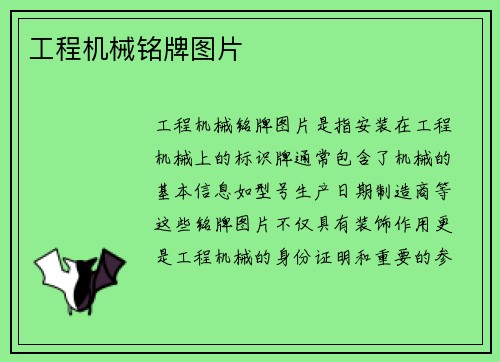 工程机械铭牌图片